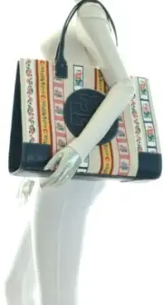 Tory Burch Ella Webbing Patchwork Tote Bag Aviation Ribbon Stripe NWT$798.00