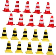 BRIGHTFUFU Educational Mini Barricade Toys 60pcs Simulation Traffic Sign Set Plastic Road Sign Toys for Boys and Girls Portable Plaything for