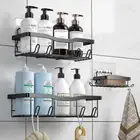 3 Pack Shower Caddy, Adhesive Organizer Rack, 3 Piece Shelves, Black
