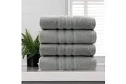 Amor Classic Dobby Stripe Super Soft Premium Cotton Silver Face Washer 4 Pack