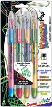 Pentel Krazy Pop Iridescent Gel Pens 1mm 4/Pkg-Assorted K91BP4M3