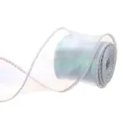 1.5 Inch 3 Yard Sheer Organza Ribbon Shimmer Chiffon Tulle Ribbons Silver