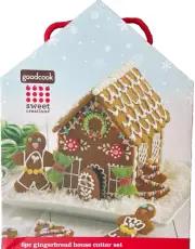 6 Pc Gingerbread House Cutter Set Front Side Roof Door Tree Man Recipe Cookie