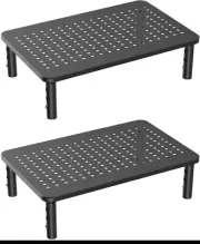 2 Pack Computer Monitor Laptop Riser Desktop Space Saver Adjustable Height