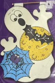 New Bucilla Jeweled Wall Hanging Halloween Ghost Bat Spider Web Glow In The Dark