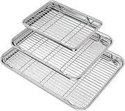 SHENMAIDAY Baking Sheet with Cooling Rack Set (3 Pans + 3 Racks), Kitchen Nonstick Baking Pans Set, Includes 3 Different Sizes, Heavy Duty Non Toxic, Easy to Clean