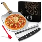 Pizza Peel Set - Pizza Spatula 12"x14" + Pizza Rocker Cutter + Pastry Brush -...