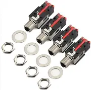 4Pcs 1/4 inch 6.35mm Stereo Headphone Socket Panel Mount Thread Lock Audio Female Jack Connectors