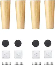 Round Solid Wood Furniture Legs Sofa Replacement Legs Perfect for Mid-Century Modern/Great IKEA hack for Sofa, Couch, Bed, Coffee Table (6 Inches,Set of 4, Original Wood Color)