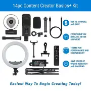 CONTENT CREATOR KIT BASICS+ (Ring Light with Stand, USB Microphone, 2K Webcam)