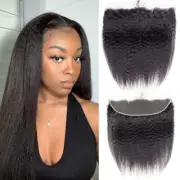 Odir 13x4 Lace Closure Frontal 180% Density Kinky Straight Brazilian Human Ha...