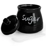 Porcelain Sugar Bowl with Lid and Spoon, 12 Ounces Ceramic Sugar Storage Jar,