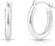 [TILO JEWELRY] 10K White Gold Classic Shiny Polished Hoop Earrings, Plain Round Gold Hoops, Gold Earrings for Women and Men, 10K Real Gold