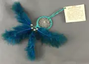 Vintage Monague Native Crafts Turquoise Blue 4 Feather Baby Dream Catcher