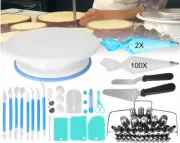 170Pieces Icing Piping Nozzles Decorating Kit Turntable Baking Party Cakes