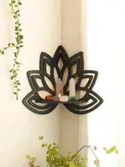Boho Lotus Corner Shelf Wall Decor