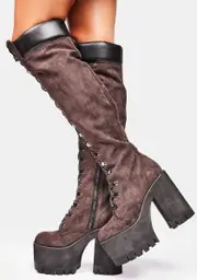 [Poster Grl] Chocolate Step It Out Platform Work Boots