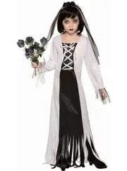 Ghastly Black and White Bride Girls Halloween Costume