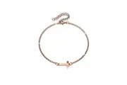 Bold Alphabet Letter Initial Charm Bracelet in Rose Gold Tone