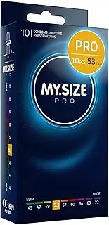 My.Size Premium Lubricated Natural Latex Rubber Condoms, Transparent 10 count, Pack of 10