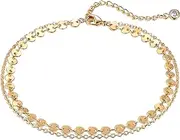 Dremmy Studios Simple Gold Chain Anklet,14k Gold/Silver Plated Dainty Disc Evil Eye Summer Beach Ankle Bracelet Jewelry for Women