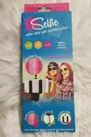 Hype Pink Selfie Stick With Shutter Button Extends 3 FT. Apple IOS Android 4.3