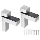 2Pcs Glass Shelf Bracket, Brushed Shelves Clamp for 0.12"-1.38" Glass, Silver