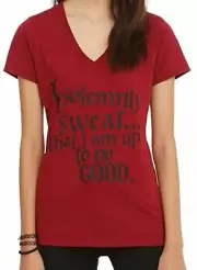 Harry Potter Solemnly Swear Juniors Burgundy V-neck T-shirt