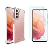 iCoverLover For Samsung Galaxy Galaxy S21 Clear Case + 2 Glass Screen Protectors