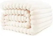 Flannel Blanket Super Soft Cozy Throw Blanket，Warm Lightweight Plush Fuzzy Cozy Soft Blankets and Throws for Sofa, Chair, Couch, Camping, Travel(Cream 150X200cm)