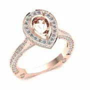 1.15Ct Round Diamond Pear Shape Semi-Mount Halo Engagement Ring 14K Gold