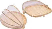 OHPHCALL 2Pcs Bamboo Woven Storage Baskets Food Holders Dustpan Baskets for Home Organization Stylish Kitchen Pantry Containers for Bamboo Craft