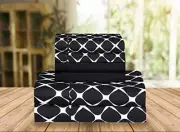 Luxury Soft Bed Sheets Bloomingdale Pattern - 1500 Queen Bloomingdale Black