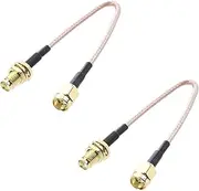 Mellisso 2X SMA Female SMA Male F/M Antenna Connection Cable Adapter Black + Gold