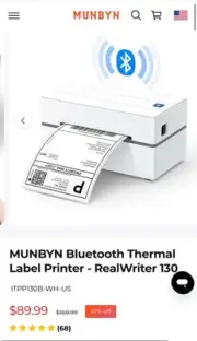 MUNBYN Bluetooth Thermal Label Printer - Labels for USPS FedEx - RealWriter 130