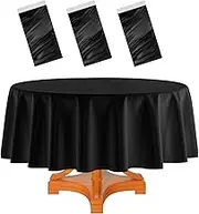 3 Pack Black Round Tablecloth 84 Inch Round Plastic Table Cloth Waterproof Disposable Round Table Cover for Party Birthday Camping Picnic Baby Shower