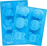 Beasea Animal Soap Molds, 2 Pack Large Jello 3D Silicone Mat Chocolate Cake Fondant Candy Cookie Baking Making Clay Ice DIY Hard Resin Gummy Cube Tray Set Decoration Handmade Craft Bear Shape for Kids