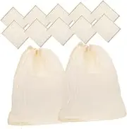 BRIGHTFUFU 20 Pack of Reusable Drawstring Soup Bags Muslin Strainer Large Mesh Pouches for Cooking Tea
