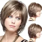 Women'sBob Short Curly Wig PixieBoycut Ombre Golden Blonde Head Hair Full WigsЪ