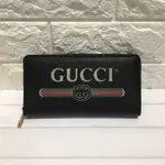 全新真品 GUCCI 黑色 牛皮 復刻 綠紅綠 織帶 LOGO 拉鍊 12卡 長夾 496317 預購