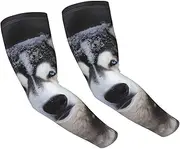 [FHEDVBN] Husky In Snow Dog Arm Sleeves Compression Arm Covers for Men Women Outdoor Sun Sleeves Cooling Sports Sleeve, Black
