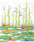 Original Watercolor Painting Magic Swamp Whimsical Landscape