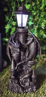 Ebros Gift Rocky Cliff Top Castle Dungeon Guardian Dragon Solar LED Light 21"H