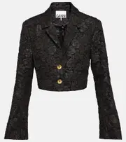 [Ganni] Ganni Jacquard cropped blazer AU 6 black