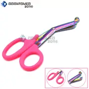 EMT Utility Scissors Shears 7.25" Pink Handle Rainbow Colored Blades New Brand
