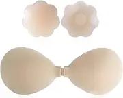 [BDSMJOY] Adhesive Bra with 1 Pair of Nipple Pads, Silicone Strapless Bra and Nipple Cover, Adhesive Bra Push up, Bra Backless, self-Adhesive Bra, Boob Tape, Invisible Bra for Wedding, Backless Dress