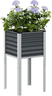 Raised Garden Bed, Elevated Planter Box Plant Container Anthracite 45x45x88 cm Steel