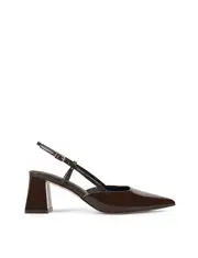 Yasmine Slingback Heels - Chocolate Brown Patent Leather