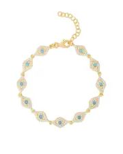 Sphera Milano 14K Over Silver Turquoise CZ Evil Eye Bracelet