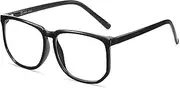 Oversiezd Large Frame Clear Lens Glasses Anti Blue Light Square Anti-fatigue Glasses Nerd Black/Tortoiseshell Tinted